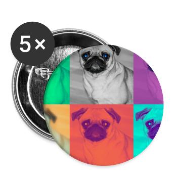 Pop Art Dog Design - Buttons small 1''/25 mm (5-pack) - white - Front