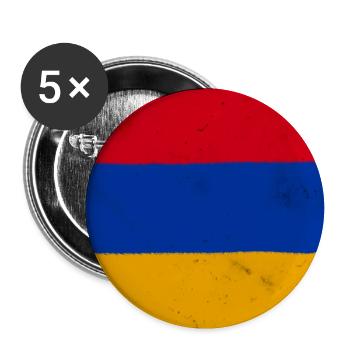 Drapeau de l’Arménie – symbole d’identité et de fierté nationale - Lot de 5 petits badges (25 mm) - blanc - Devant