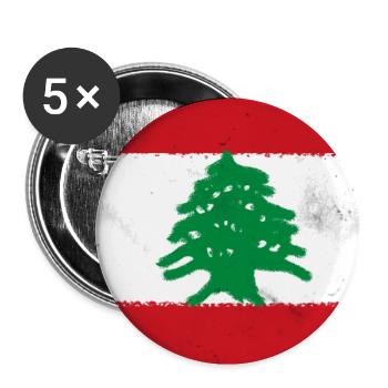 Drapeau du Liban - Lot de 5 petits badges (25 mm) - blanc - Devant