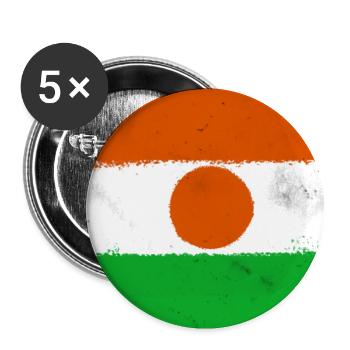 Flag of Niger - Buttons small 1''/25 mm (5-pack) - white - Front