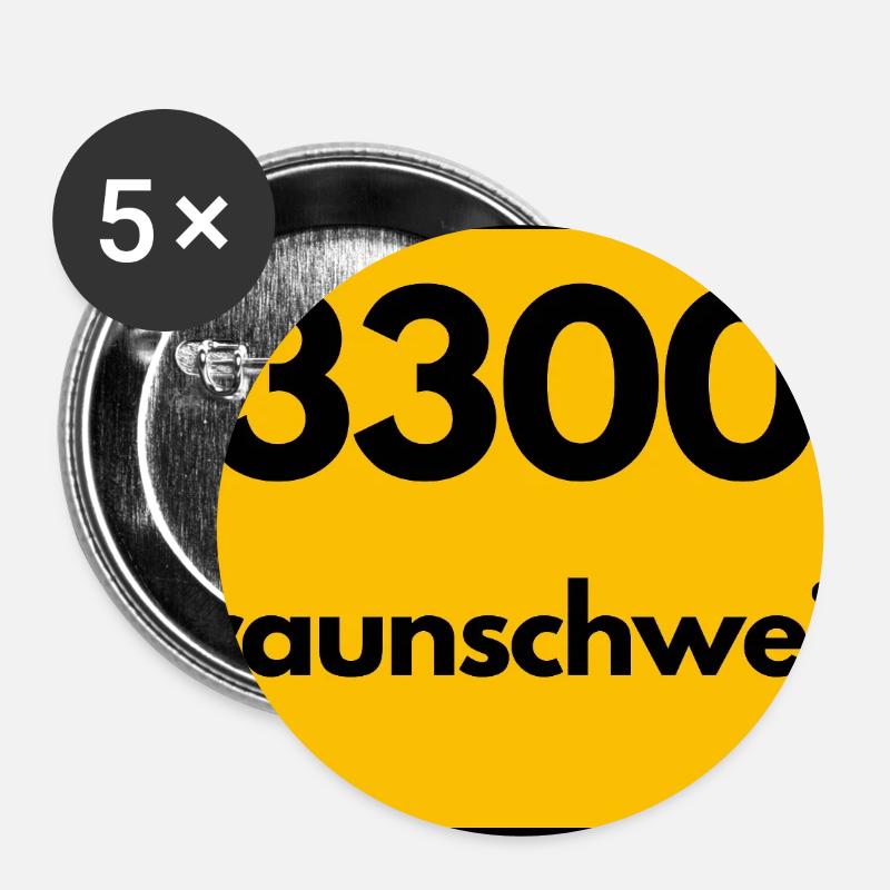 OLD POSTCODE POSTCODE RETRO 3300 BRAUNSCHWEIG - Buttons small 1''/25 mm (5-pack) - white