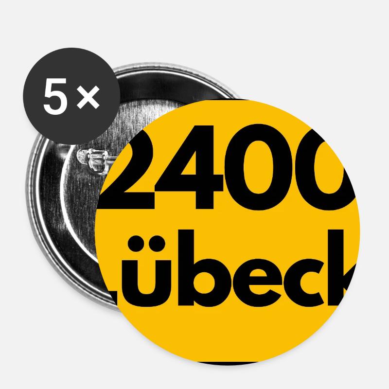 OLD POSTCODE POSTCODE RETRO 2400 LÜBECK HANSEPERLE - Buttons small 1''/25 mm (5-pack) - white