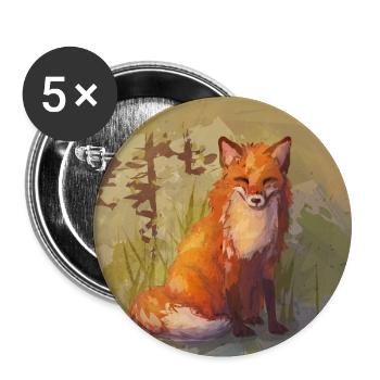Herbst Fuchs Poster - Buttons klein 25 mm (5er Pack) - Weiß - Vorne