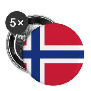 Norway Flag - Buttons small 1''/25 mm (5-pack) - white - Front