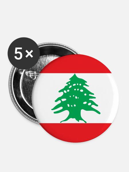 Libanon Flagge - Buttons klein 25 mm (5er Pack) - Weiß