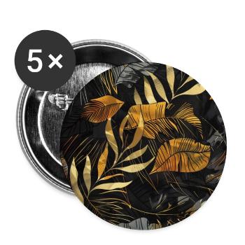 Schwarz-Gold Tropische Silhouette - Buttons klein 25 mm (5er Pack) - Weiß - Vorne