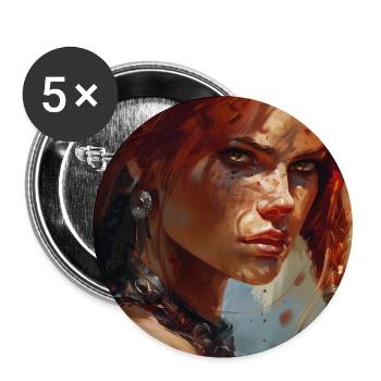 Poster Illustration Femme guerrière Red Sonja - Lot de 5 petits badges (25 mm) - blanc - Devant