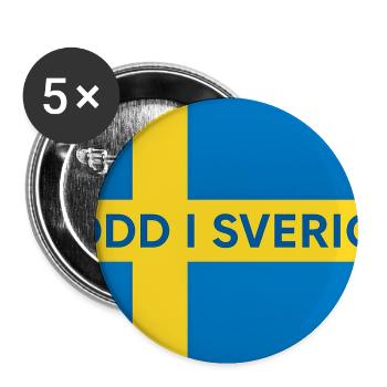Drapeau suédois – Né en Suède - Lot de 5 petits badges (25 mm) - blanc - Devant