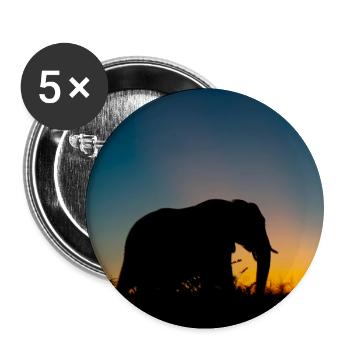 Silhouettenfoto eines Elefanten während der Goldenen Stunde - Buttons klein 25 mm (5er Pack) - Weiß - Vorne
