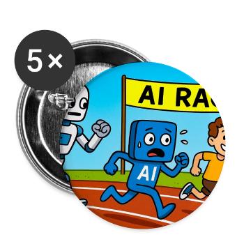 AI Race Running Cartoon Design - Buttons small 1''/25 mm (5-pack) - white - Front