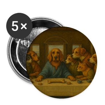 Hunde Letztes Abendmahl - Buttons klein 25 mm (5er Pack) - Weiß - Vorne