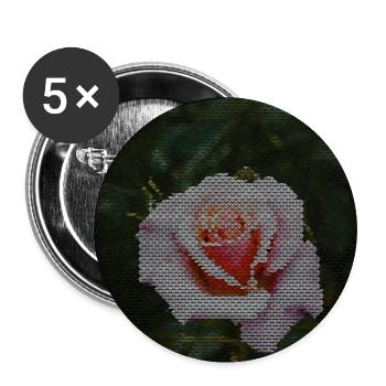 Rose mosaic in dark green - Buttons small 1''/25 mm (5-pack) - white - Front