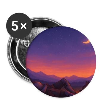 Moonlit Night Knight by the Fire - Buttons small 1''/25 mm (5-pack) - white - Front