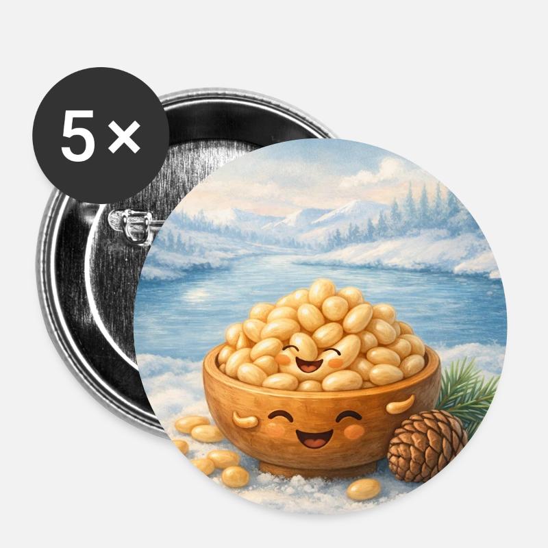 Pine nuts - Buttons small 1''/25 mm (5-pack) - white