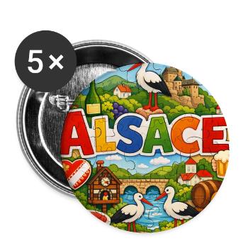 Alsace Colorful and Traditions chalkboard puzzle - Buttons small 1''/25 mm (5-pack) - white - Front