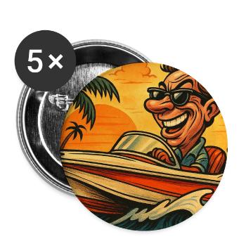 Bateau rapide - Lot de 5 petits badges (25 mm) - blanc - Devant
