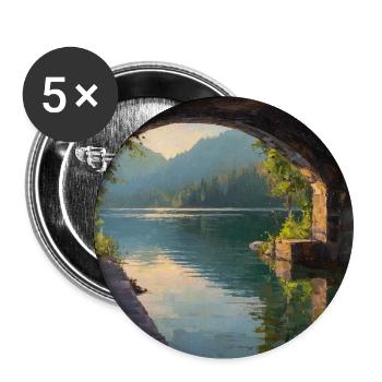Vue Douillette à la Fenêtre - Lot de 5 petits badges (25 mm) - blanc - Devant