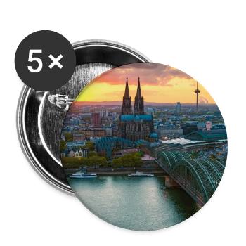Cathédrale de Cologne à la lumière du soir - Lot de 5 petits badges (25 mm) - blanc - Devant