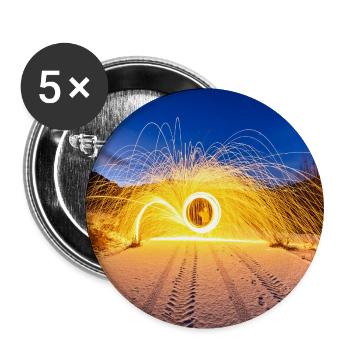 Brennende Stahlwolle - Buttons klein 25 mm (5er Pack) - Weiß - Vorne