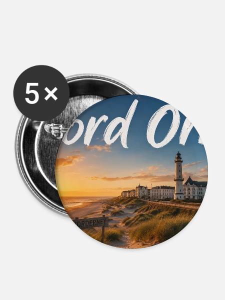 Nord Örni Norderney - Buttons klein 25 mm (5er Pack) - Weiß