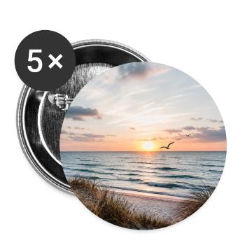 Coucher de soleil sur la plage de dunes - Lot de 5 petits badges (25 mm) - blanc - Devant