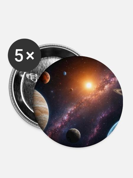 Universum  - Buttons klein 25 mm (5er Pack) - Weiß