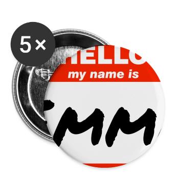 Hello My Name Is Emma Etikett Namensschild - Buttons klein 25 mm (5er Pack) - Weiß - Vorne