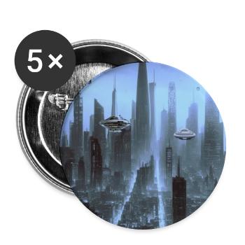Futuristic cityscape at night - Buttons small 1''/25 mm (5-pack) - white - Front
