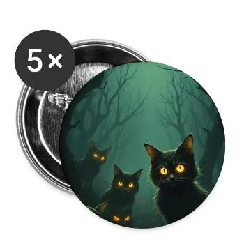 félin - Lot de 5 petits badges (25 mm) - blanc - Devant