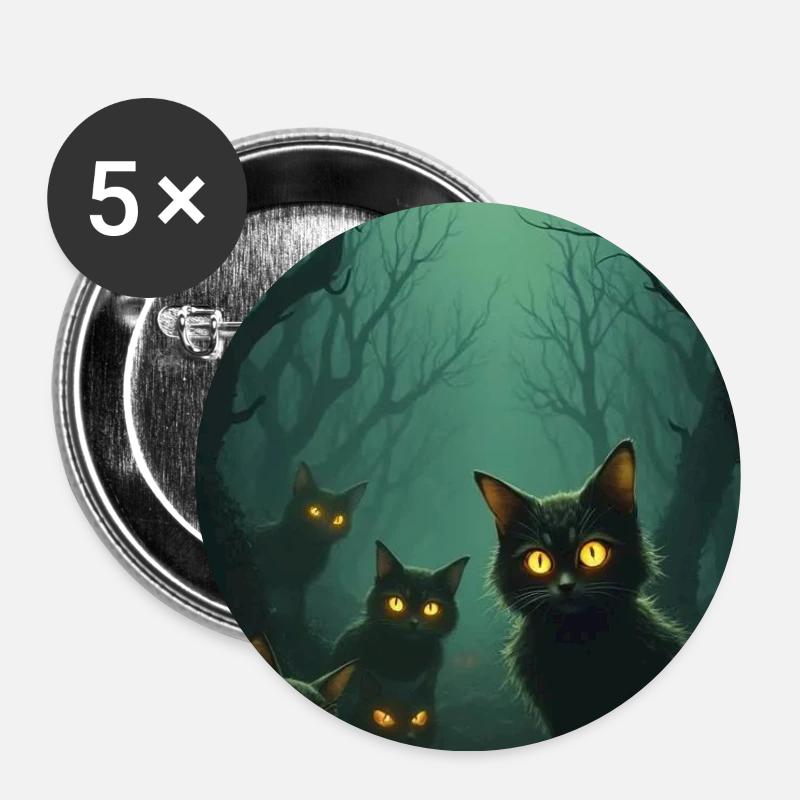 katzen - Buttons klein 25 mm (5er Pack) - Weiß