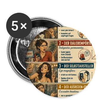 5 Arten auf dem Vormarsch - Buttons klein 25 mm (5er Pack) - Weiß - Vorne