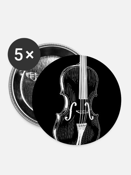 Schwarze Violine Silhouette - Buttons klein 25 mm (5er Pack) - Weiß