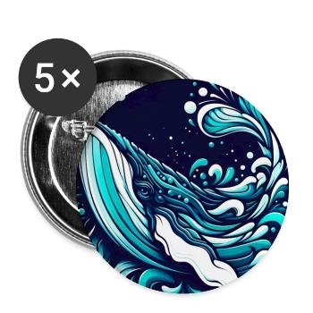 Baleine - Lot de 5 petits badges (25 mm) - blanc - Devant