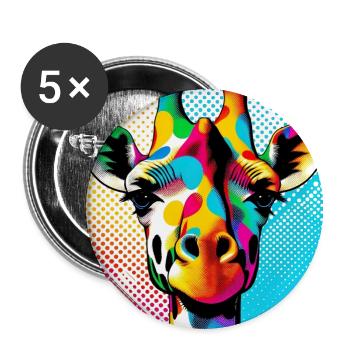 Girafe Pop Art - Lot de 5 petits badges (25 mm) - blanc - Devant