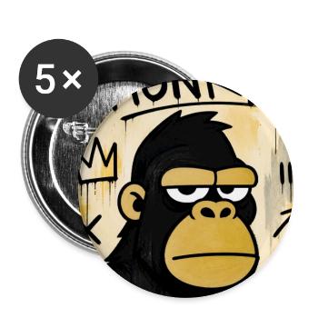 Monky Graffiti Ape - Buttons klein 25 mm (5er Pack) - Weiß - Vorne