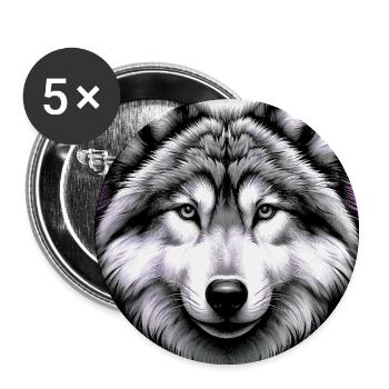 Wolf - Buttons small 1''/25 mm (5-pack) - white - Front