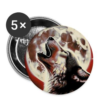 Wolf howls at the Full Moon - Buttons small 1''/25 mm (5-pack) - white - Front