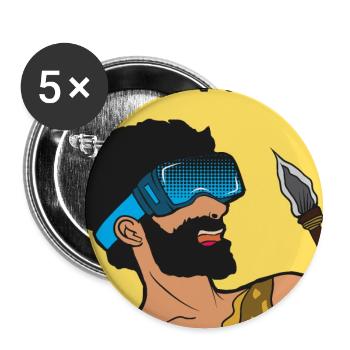 Hallo Future Caveman VR Stil - Buttons klein 25 mm (5er Pack) - Weiß - Vorne