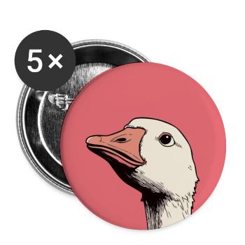 Judgmental Goose Illustration – Funny Animal Art D - Buttons klein 25 mm (5er Pack) - Weiß - Vorne