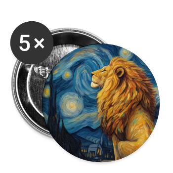 Lion Van Gogh - Buttons small 1''/25 mm (5-pack) - white - Front