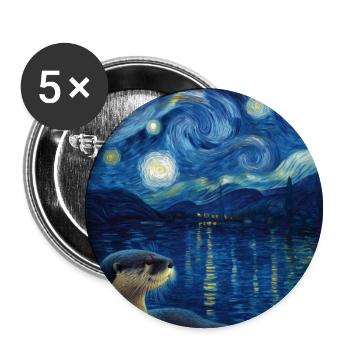 Otter Van Gogh - Buttons small 1''/25 mm (5-pack) - white - Front