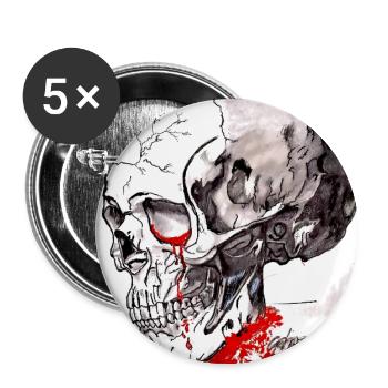 Bloody Skull Sketch - Buttons small 1''/25 mm (5-pack) - white - Front