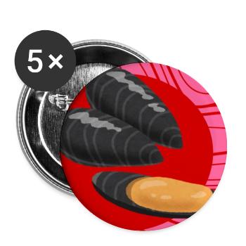 Funky Mussels - Buttons klein 25 mm (5er Pack) - Weiß - Vorne