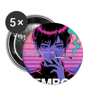 Vaporwave Femboy mit Glitch-Style - Buttons klein 25 mm (5er Pack) - Weiß - Vorne