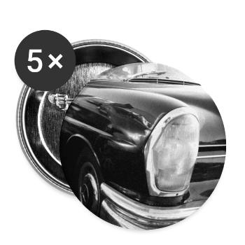 Oldtimer-Automobil in Schwarz-Weiß - Buttons klein 25 mm (5er Pack) - Weiß - Vorne