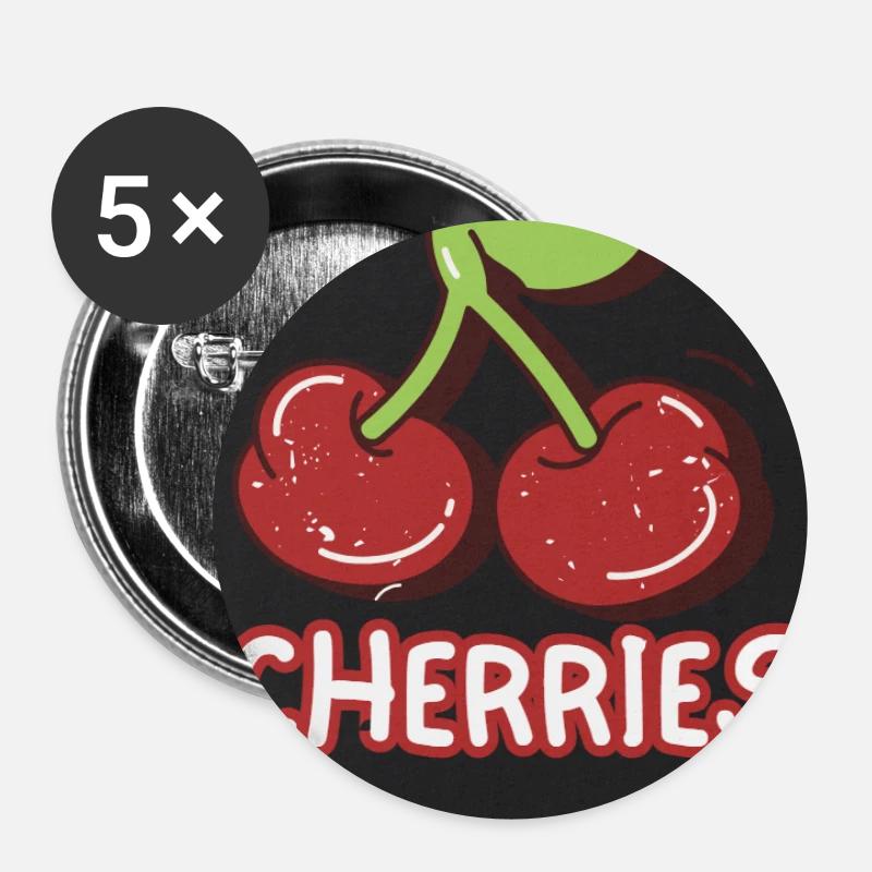 Cherry Duo Retro Badge - Buttons small 1''/25 mm (5-pack) - white