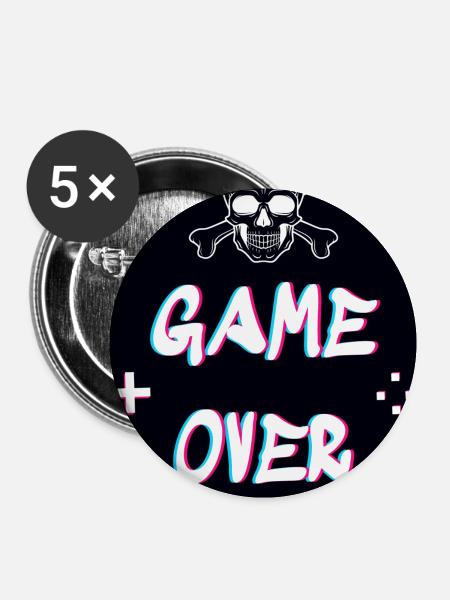 Game Over - Buttons klein 25 mm (5er Pack) - Weiß