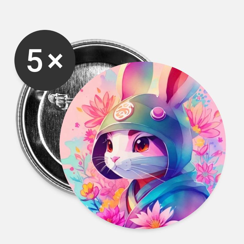 Rabbit in Digital Style - Buttons small 1''/25 mm (5-pack) - white