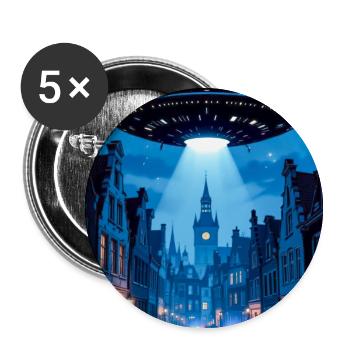 Belgian Wave – UFOs in the sky - Buttons small 1''/25 mm (5-pack) - white - Front