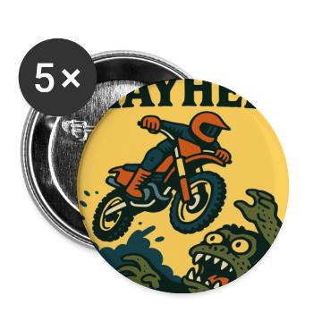 Motocross Chaos : Aventure de monstres - Lot de 5 petits badges (25 mm) - blanc - Devant